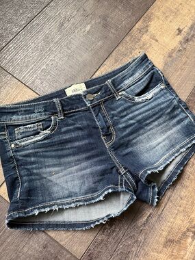 BKE Dark Blue Distressed Denim Jean Shorts
